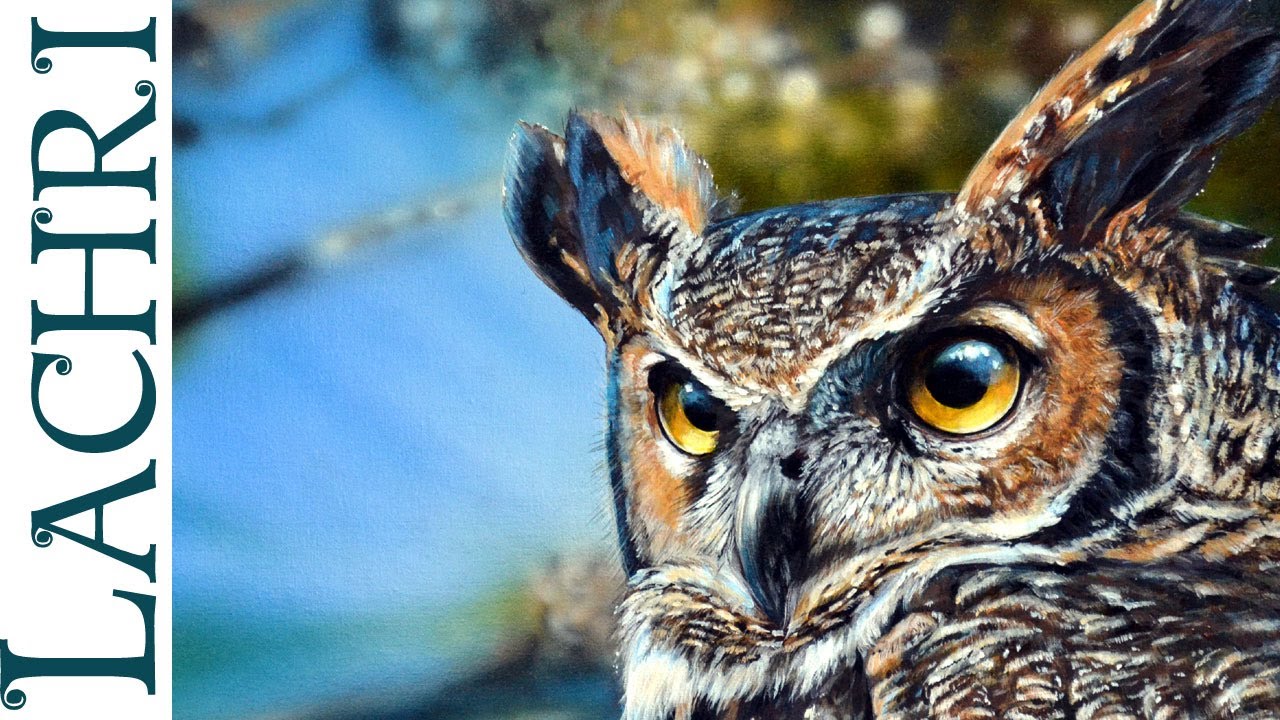 1280x720 Speed Painting Great Horned Owl Acrylic Amp Airbrush Photorealistic - Great Horned Owl Painting