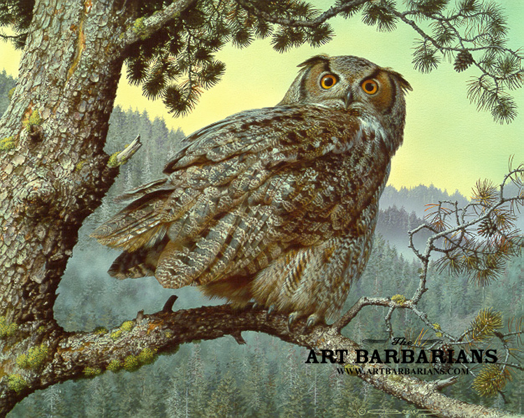 750x598 Wildlife Art Prints Plus Original Paintings With A Wide Selection - Great Horned Owl Painting