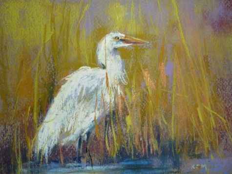 475x356 Painting A Great White Egret Original Art Painting By Karen - Great Painting