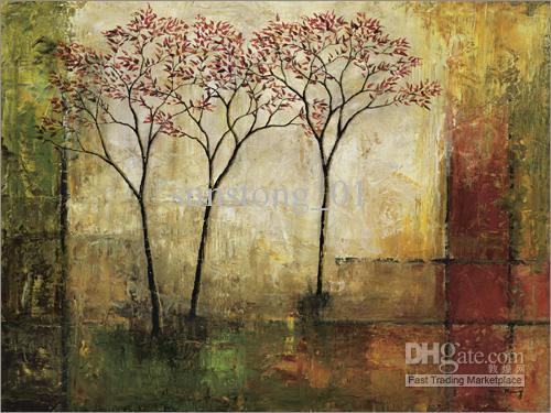 500x375 2018 Great Three Golden Tree Oil Painting Abstract Art Home - Great Painting