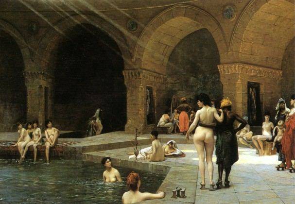 607x420 The Great Bath Of Bursa Painting Jean Leon Gerome Oil Paintings - Great Painting