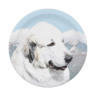 307x307 Great Pyrenees Plates Zazzle - Great Pyrenees Painting