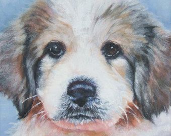 340x270 Great Pyrenees Dog Art Canvas Giclee Print Of La Shepard Painting - Great Pyrenees Painting