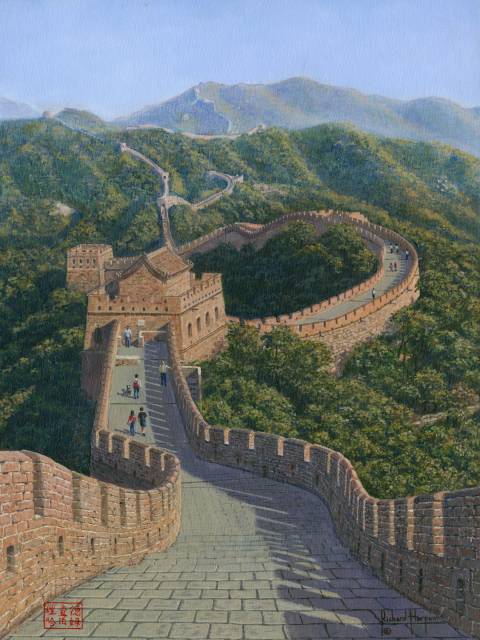 480x640 Superb Original Richard Harpum M.a (Camb) Great Wall Of China - Great Wall Of China Painting