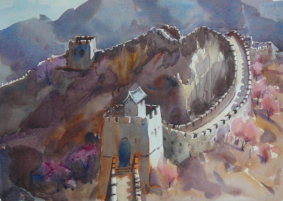 900x640 Spring On The Great Wall Of China Painting By Frank Lalumia - Great Wall Of China Painting