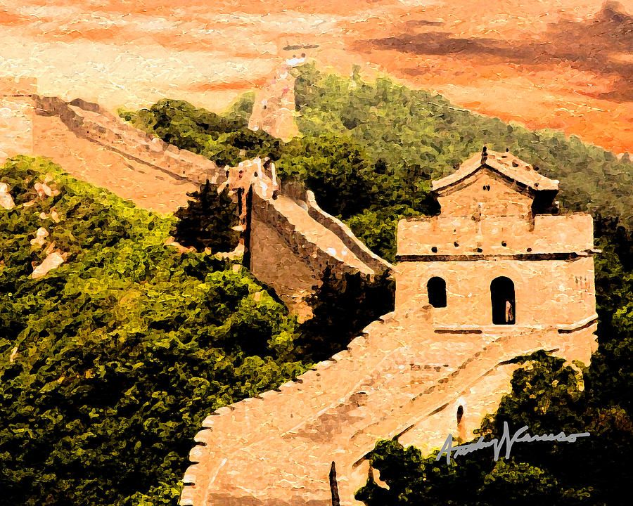 900x720 The Great Wall Of China Painting By Anthony Caruso - Great Wall Of China Painting