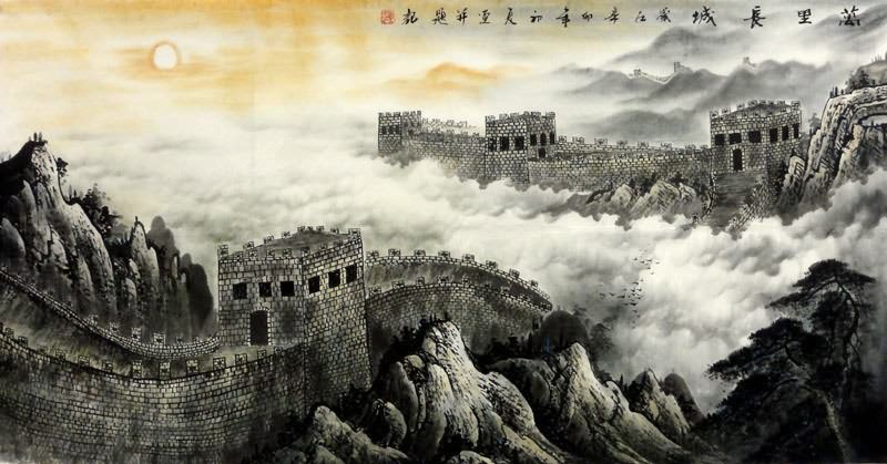 800x419 Chinese Great Wall Paintings, China Great Wall Art Scrolls - Great Wall Of China Painting