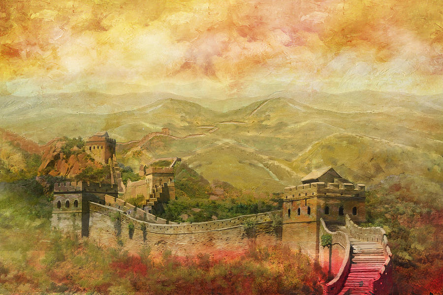 900x600 The Great Wall Of China By Catf - Great Wall Painting