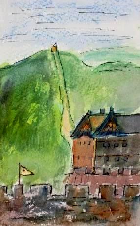 286x461 Below The Great Wall, China (Mini Painting) - Great Wall Painting