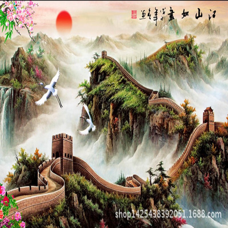 800x800 Beibehang 3d Chinese Landscape Painting Of The Great Wall Tv - Great Wall Painting