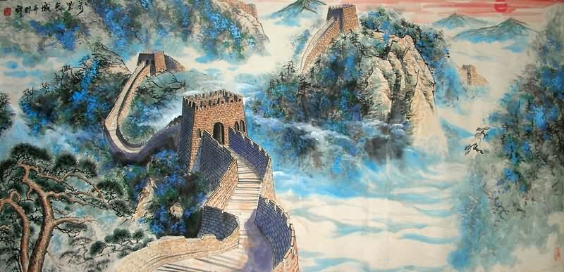800x387 Chinese Great Wall Painting Great Wall 1695001, 80cm X 180cm(31 - Great Wall Painting