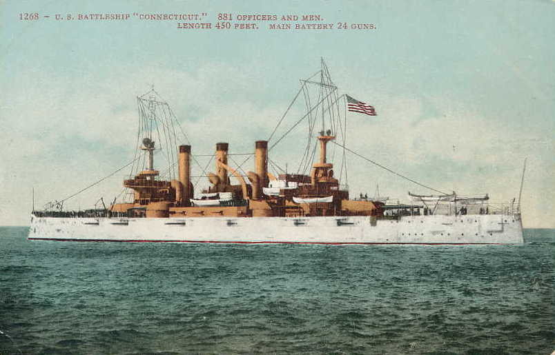 804x515 Filepostcardussconnecticutbb18no1268.jpg - Great White Fleet Painting