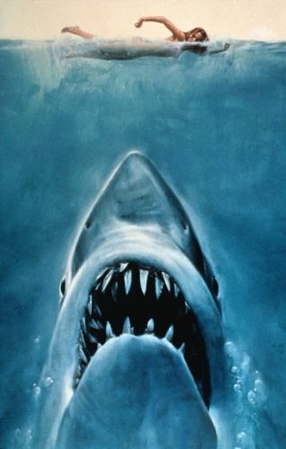 318x500 Jaws Movie Poster Spielberg Great White Shark Art In Painting - Great White Painting
