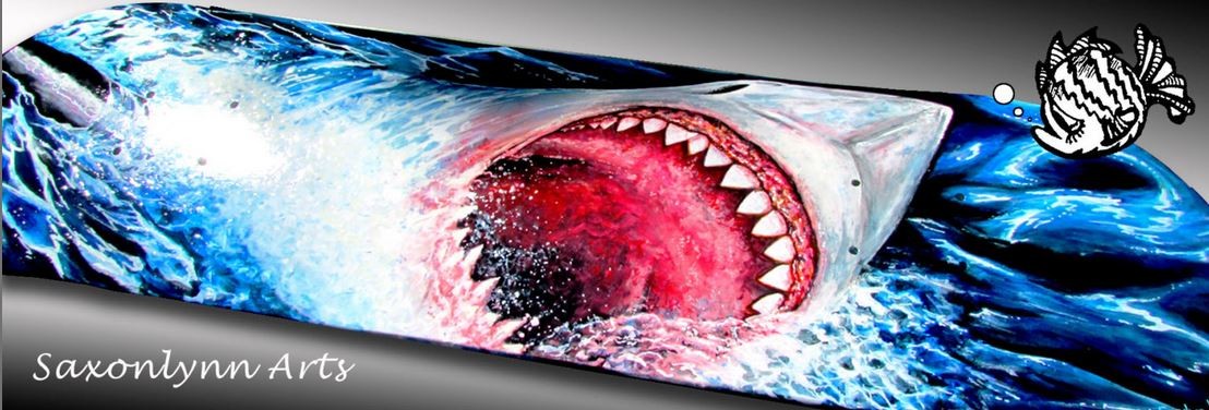 1108x376 Nibbles Great White Shark - Great White Painting