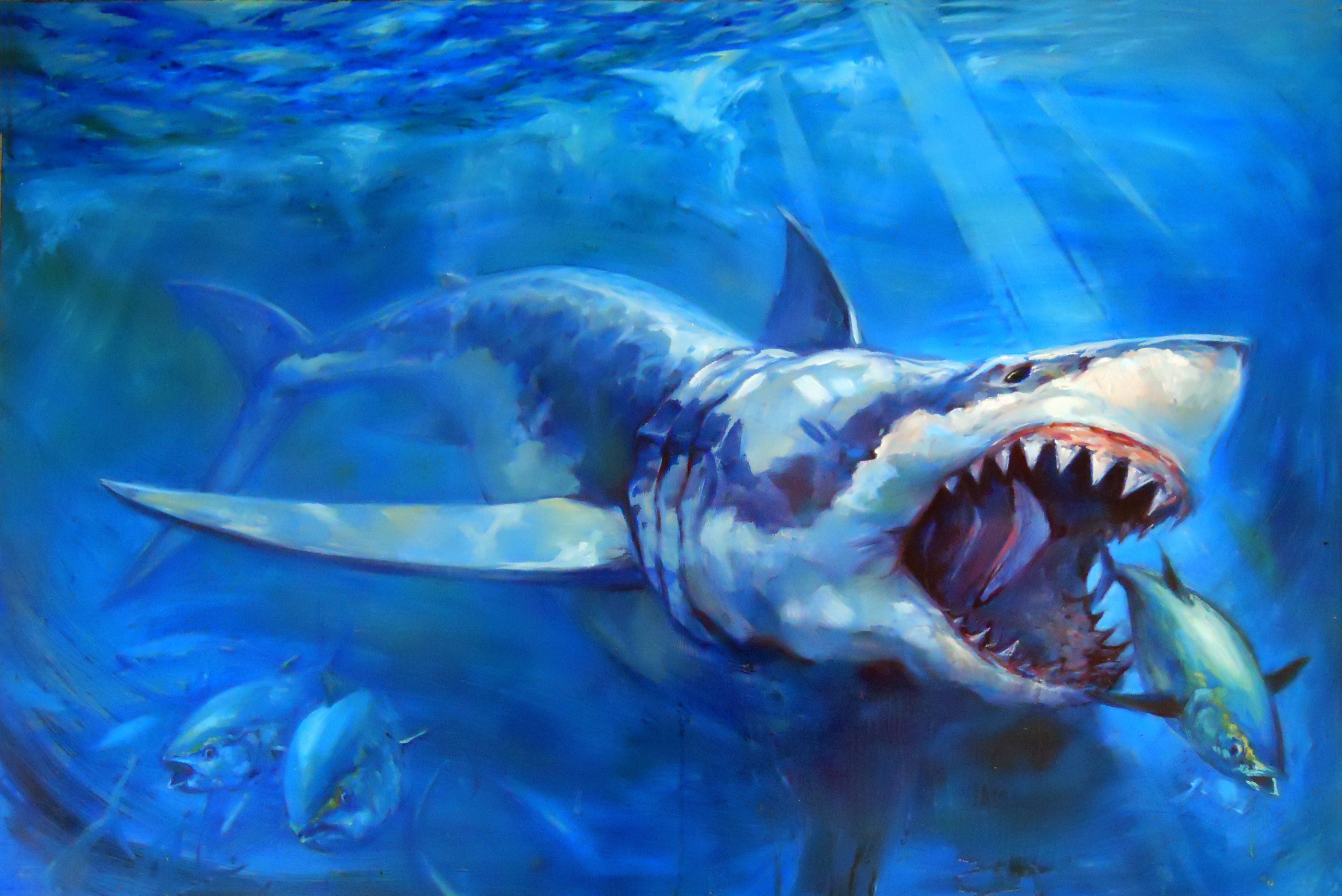 3744x2500 Pin By Jomar On Shark - Great White Painting