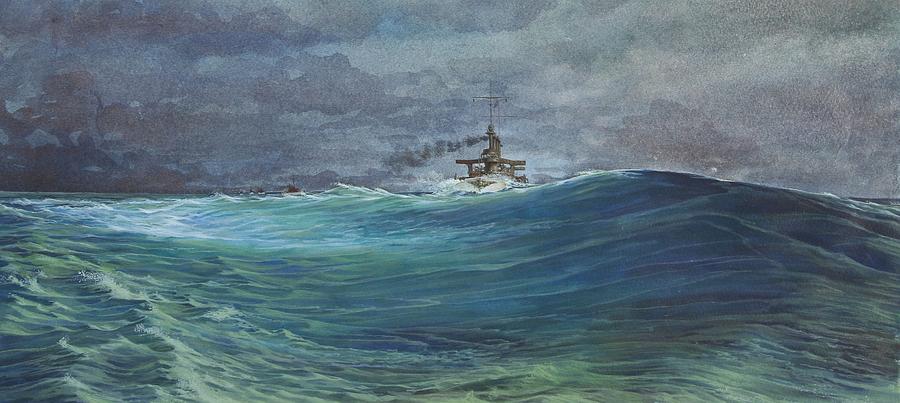 900x403 Great White Fleet In A Squall Painting By Stephen Bluto - Great White Painting