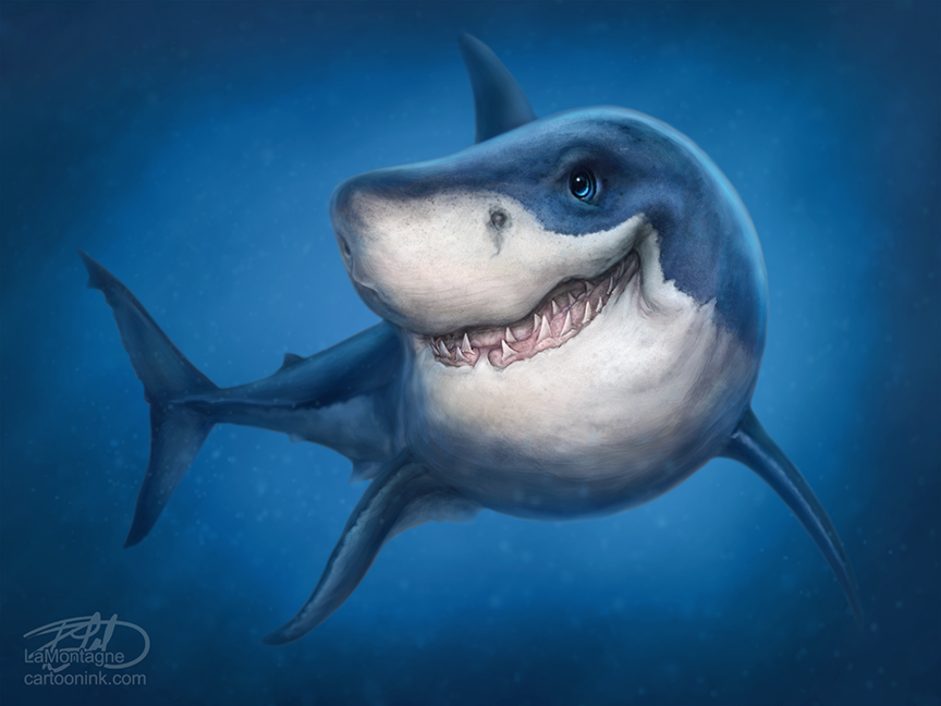 864x648 Great White Shark Totem - Great White Shark Painting