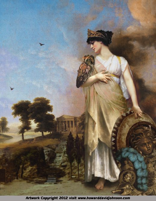 518x666 With Athena Via Realistic Art The Art Galleries Of Howard David - Greek Goddess Athena Painting
