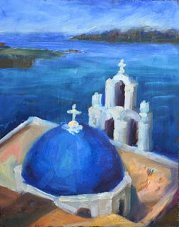 253x320 Niki Gulley Greece Landscape Painting - Greek Landscape Painting