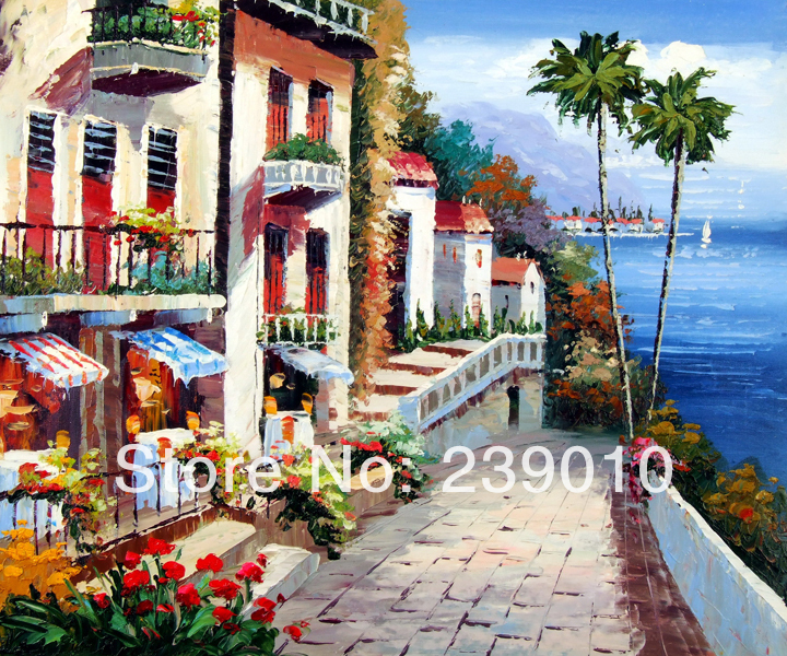 720x600 Free Shipping Greek Landscape Oil Painting Printed On Canvas - Greek Landscape Painting