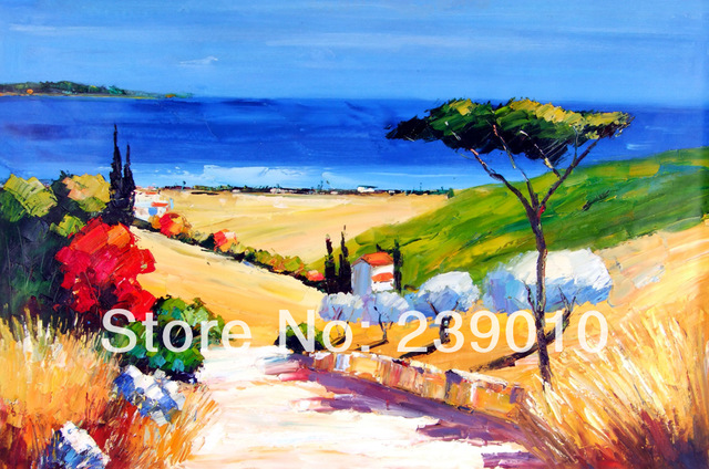 640x424 Beautiful Greek Landscape Picture On Canvas Mediterranean Sea - Greek Landscape Painting