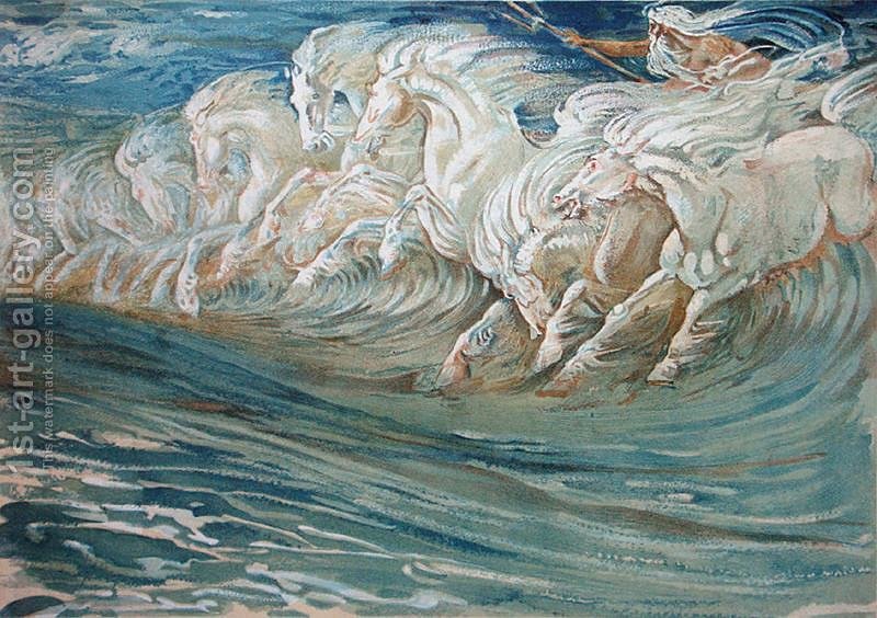 800x564 Neptune's Horses, Illustration For The Greek Mythological Legend - Greek Myth Painting
