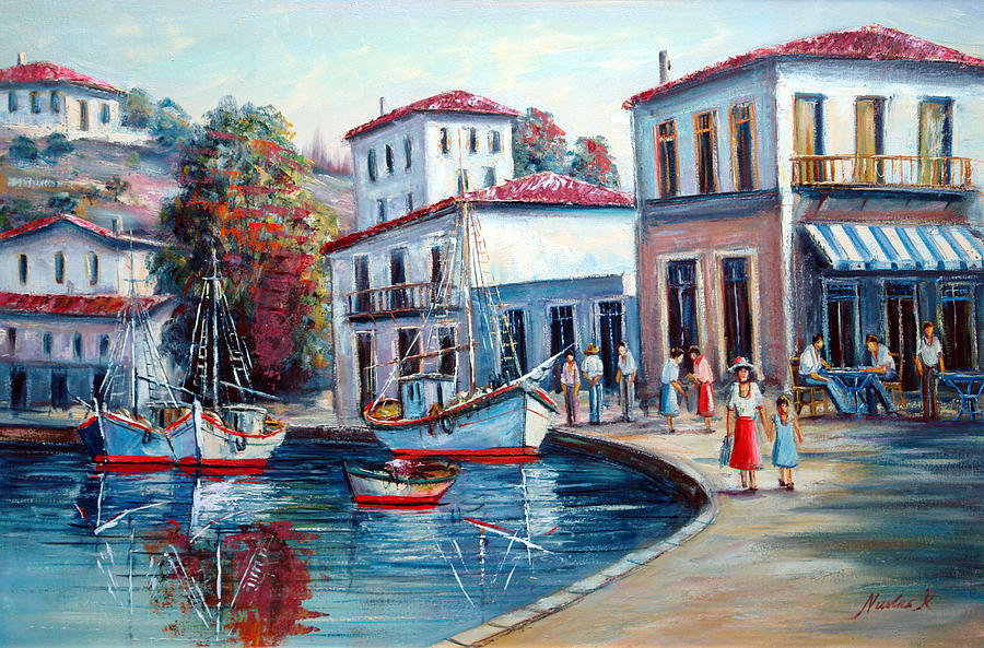 900x593 Greek Island No 1 90x60 Cm Painting By Nikolas K - Greek Oil Painting