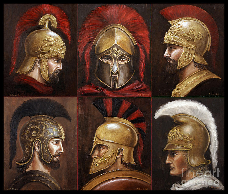 900x768 Ancient Greek Warriors Painting By Arturas Slapsys - Greek Painting