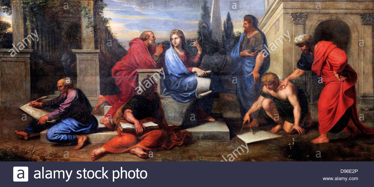 1300x651 Painting Of Aspasia Surrounded By Greek Philosophers By Michel Ii - Greek Philosophers Painting