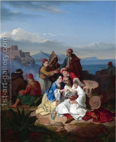 488x598 Scene From The Greek War Of Independence 2 Continental School - Greek War Painting