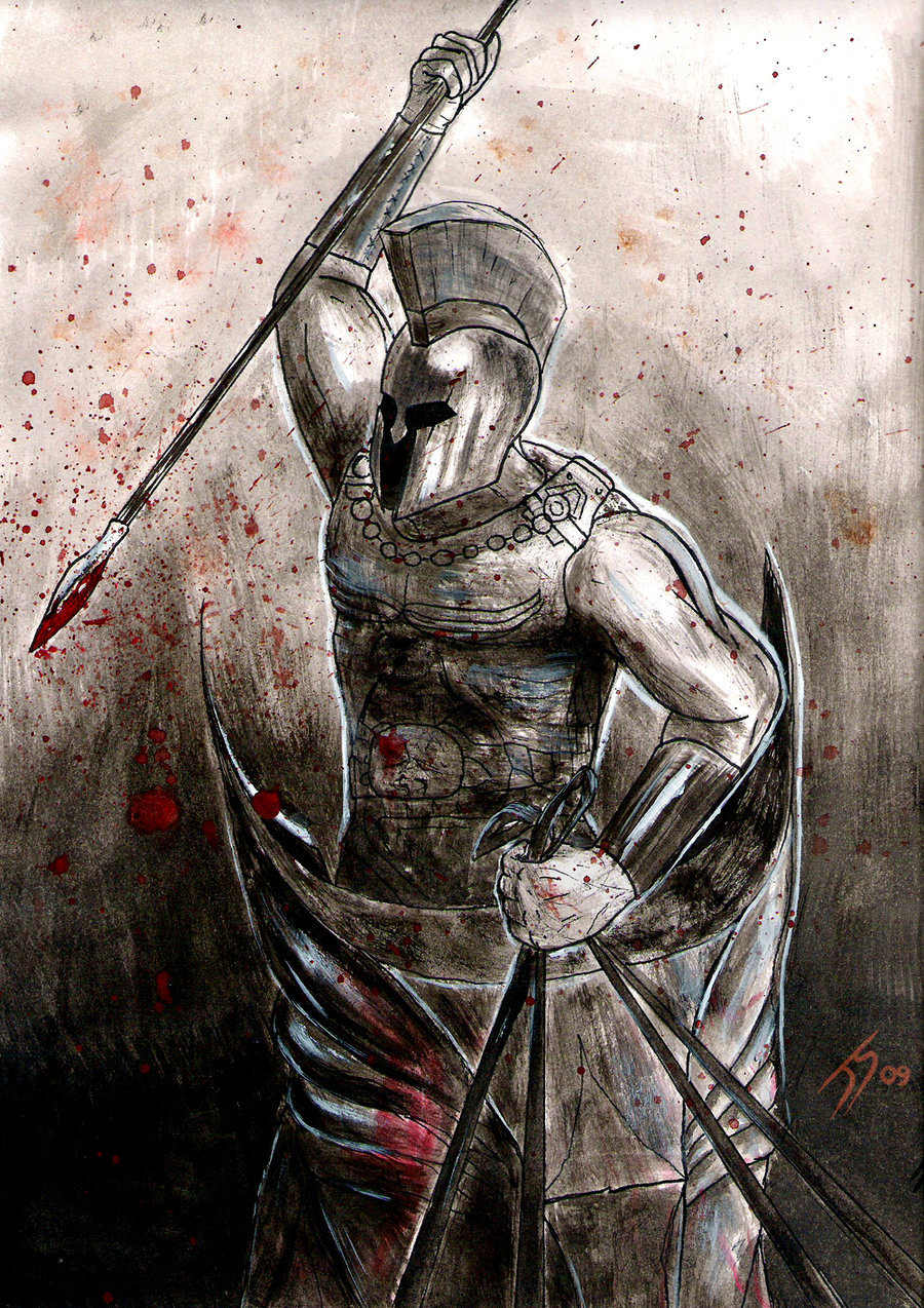 900x1274 Greek Warrior By Jsohpaul - Greek Warrior Painting