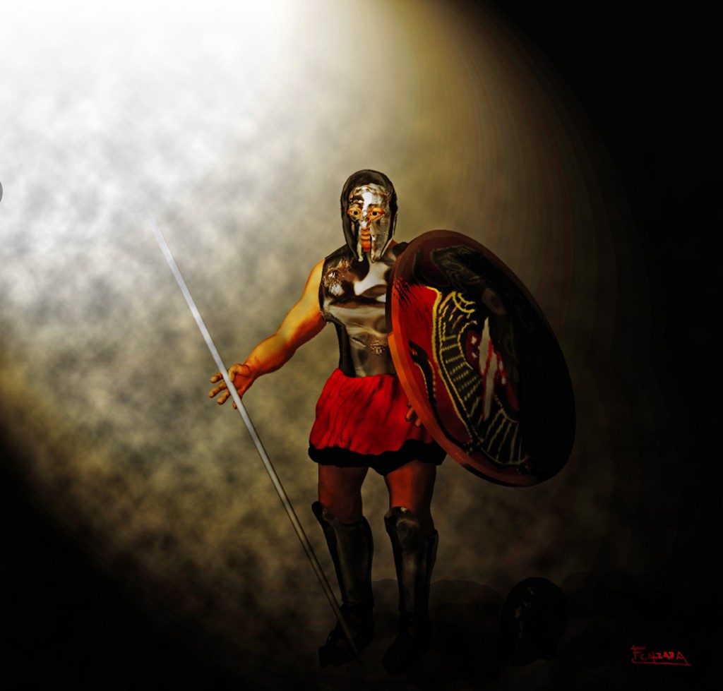 1024x979 Greek By Fernando Calzada - Greek Warrior Painting