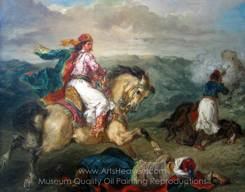 820x644 Reproduction Painting Eugene Delacroix Mounted Greek Warrior, Hand - Greek Warrior Painting
