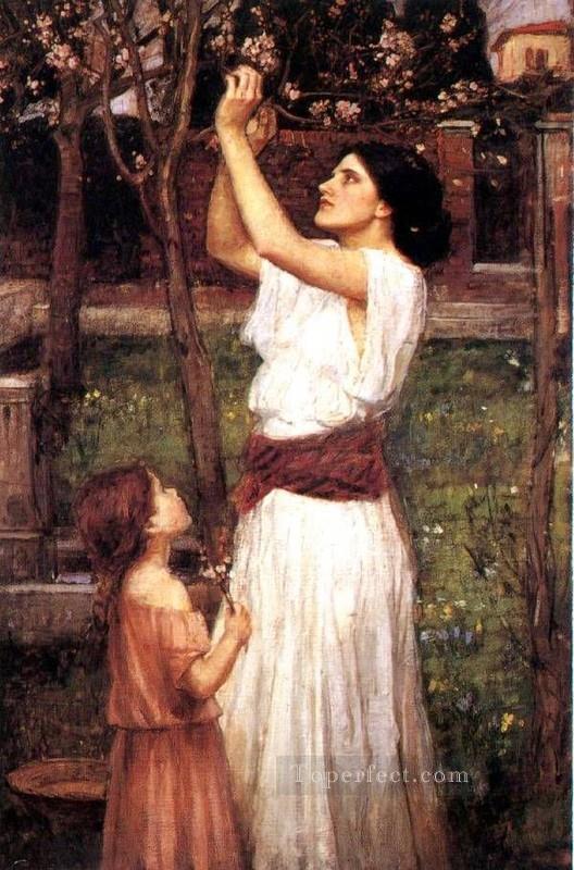 528x800 Gathering Almond Blossoms Jw Greek Female John William Waterhouse - Greek Woman Painting
