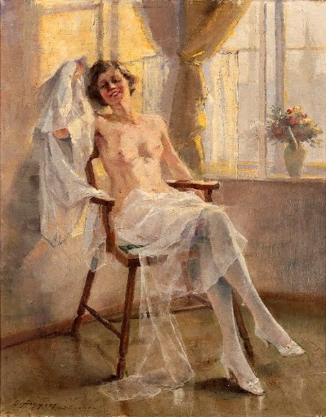 473x605 Morning Sun, Oumbertos Argyros (1877 1963, Greek) Art - Greek Woman Painting