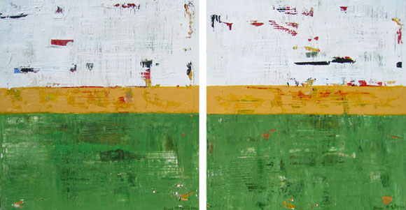 580x301 Green Yellow Abstract Art Painting Barstow Diptych Commission - Green And Yellow Painting