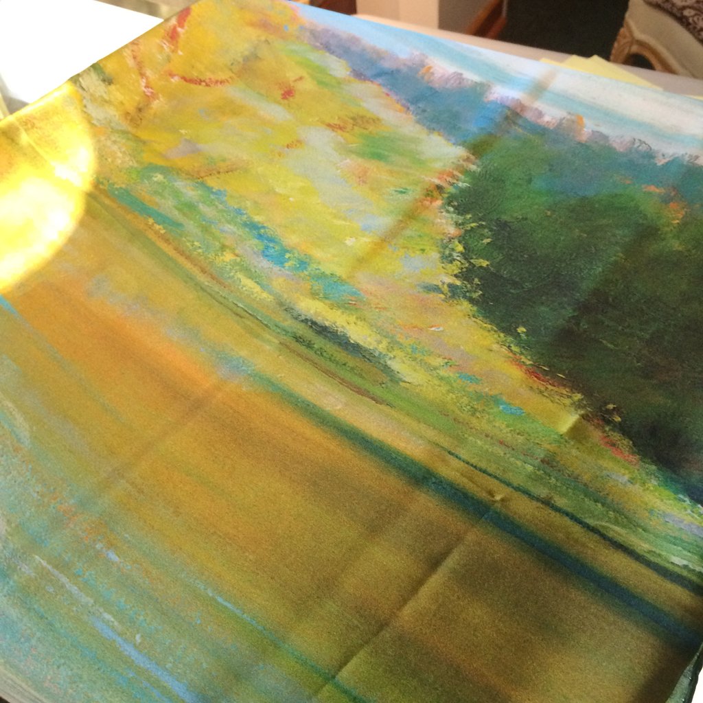 1024x1024 Silk Scarf - Green And Yellow Painting