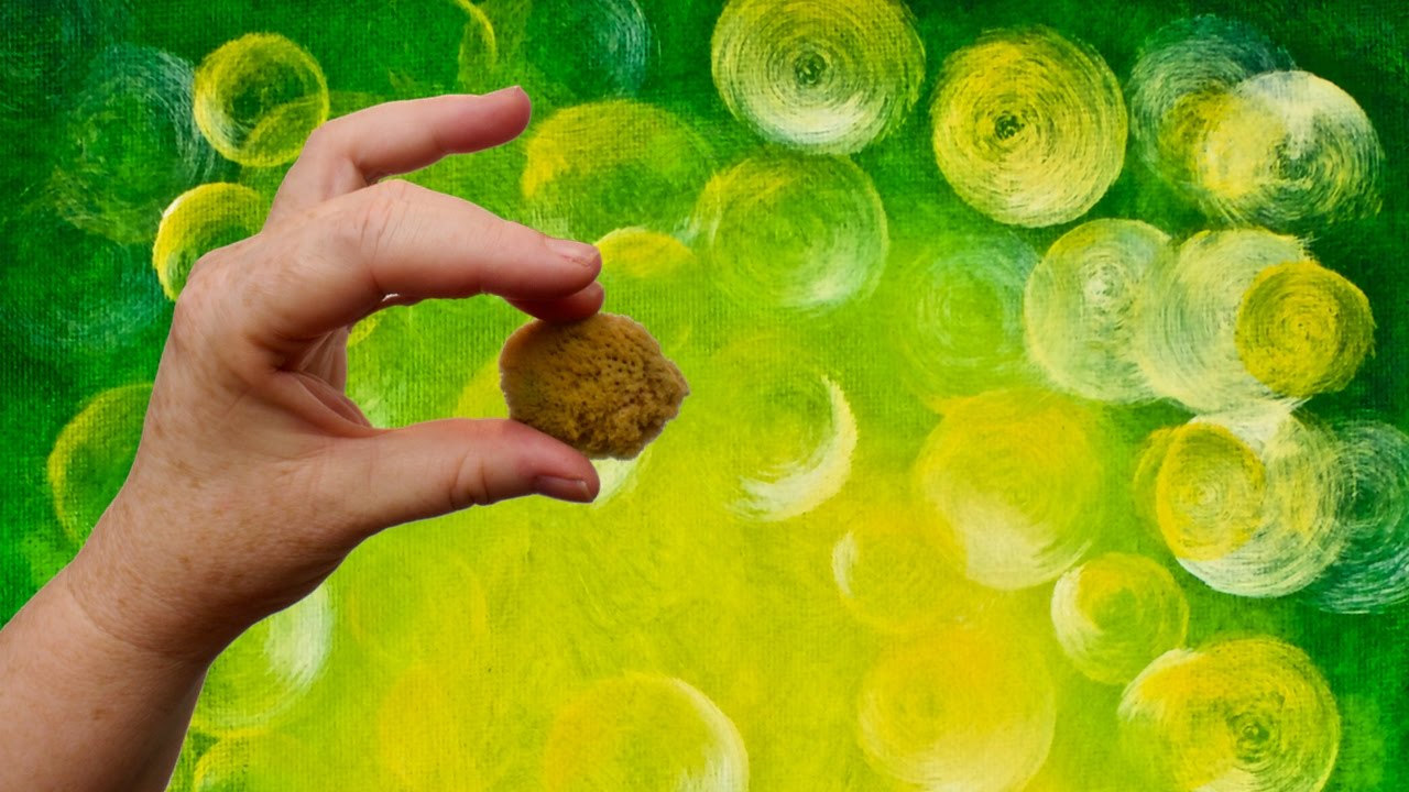 1280x720 Glowing Green Bokeh Background Acrylic Painting Technique Step By - Green And Yellow Painting