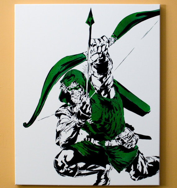 570x605 Green Arrow Art Spray Paint From Handmade Stencil. Black - Green Arrow Painting