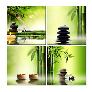 300x300 Canvas Print Pic Painting Home Decor Wall Art Poster Green Zen - Green Bamboo Painting