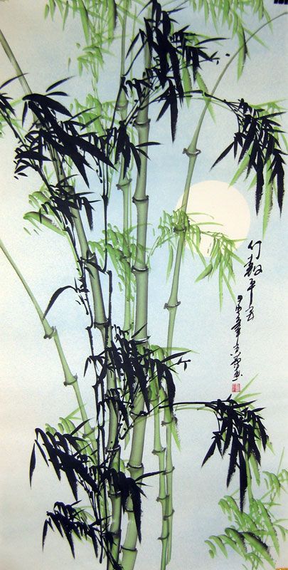 405x800 Chinese Bamboo Paintings - Green Bamboo Painting