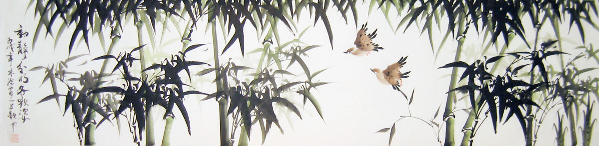 1200x293 Green Bamboo - Green Bamboo Painting