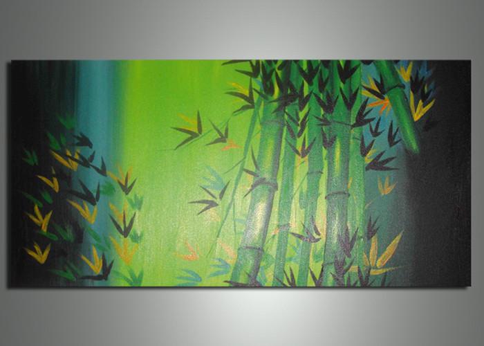 700x500 Green Bamboo Painting 702s 32x16in Fabuart - Green Bamboo Painting