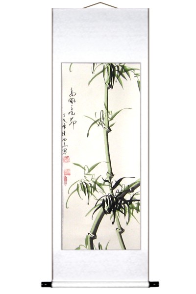 400x600 Green Bamboo Wall Scroll Painting - Green Bamboo Painting