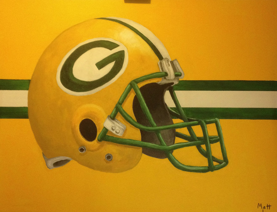 900x688 Green Bay Packers Helmet Commission Painting By Megasquid - Green Bay Packers Painting