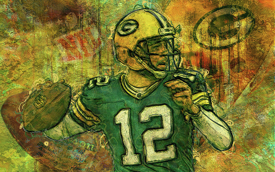 900x562 Aaron Rodgers 2 Green Bay Packers Painting By Jack Zulli - Green Bay Packers Painting