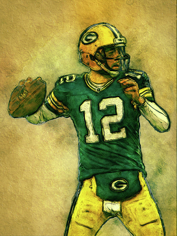 675x900 Aaron Rodgers Green Bay Packers Painting By Jack Zulli - Green Bay Packers Painting