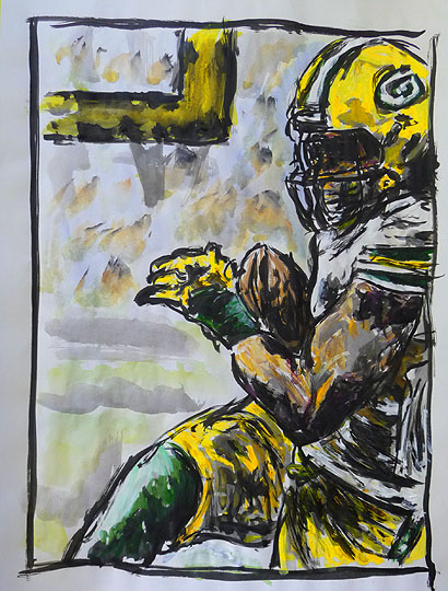 410x540 Art Green Bay Packers Painting Clay Matthews - Green Bay Packers Painting
