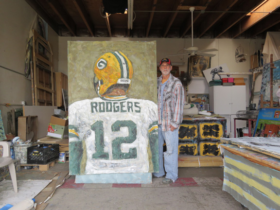 576x432 Green Bay Packers Aaron Rodgers Quarterback Art - Green Bay Painting