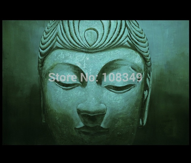 640x548 100% Hand Made Green Buddha Face Buddha Oil Painting On Canvas Oil - Green Buddha Painting